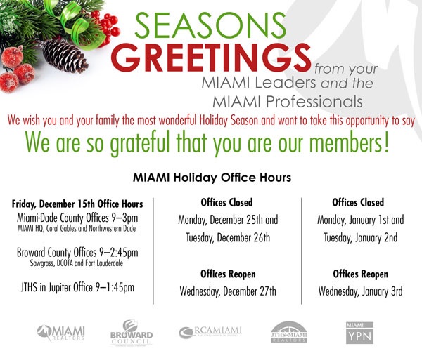 MIAMI Holiday Hours